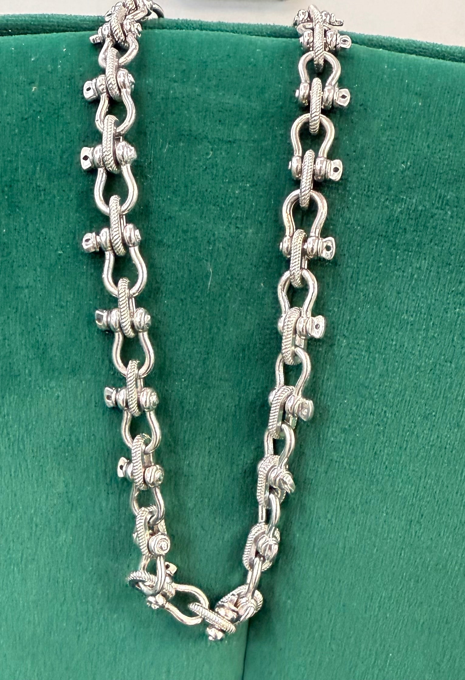 HEAVY HANDMADE 925 STERLING SILVER SHACKLE LINK CHAIN 7MM
