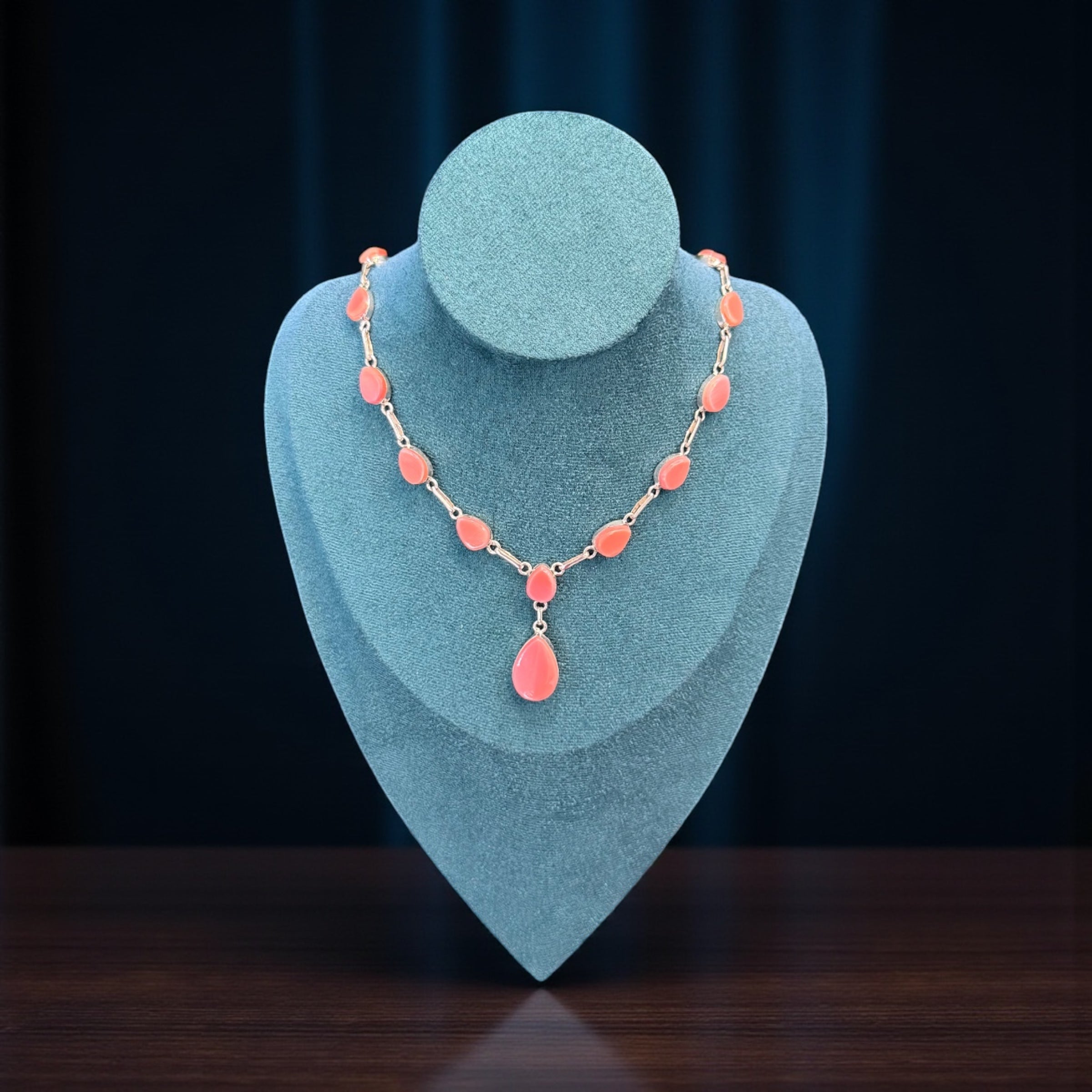 Handmade Pink Larimar Tear Drop style Necklace