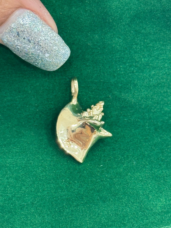 14K REAL SOLID GOLD HANDMADE CONCH SHELL PENDANT