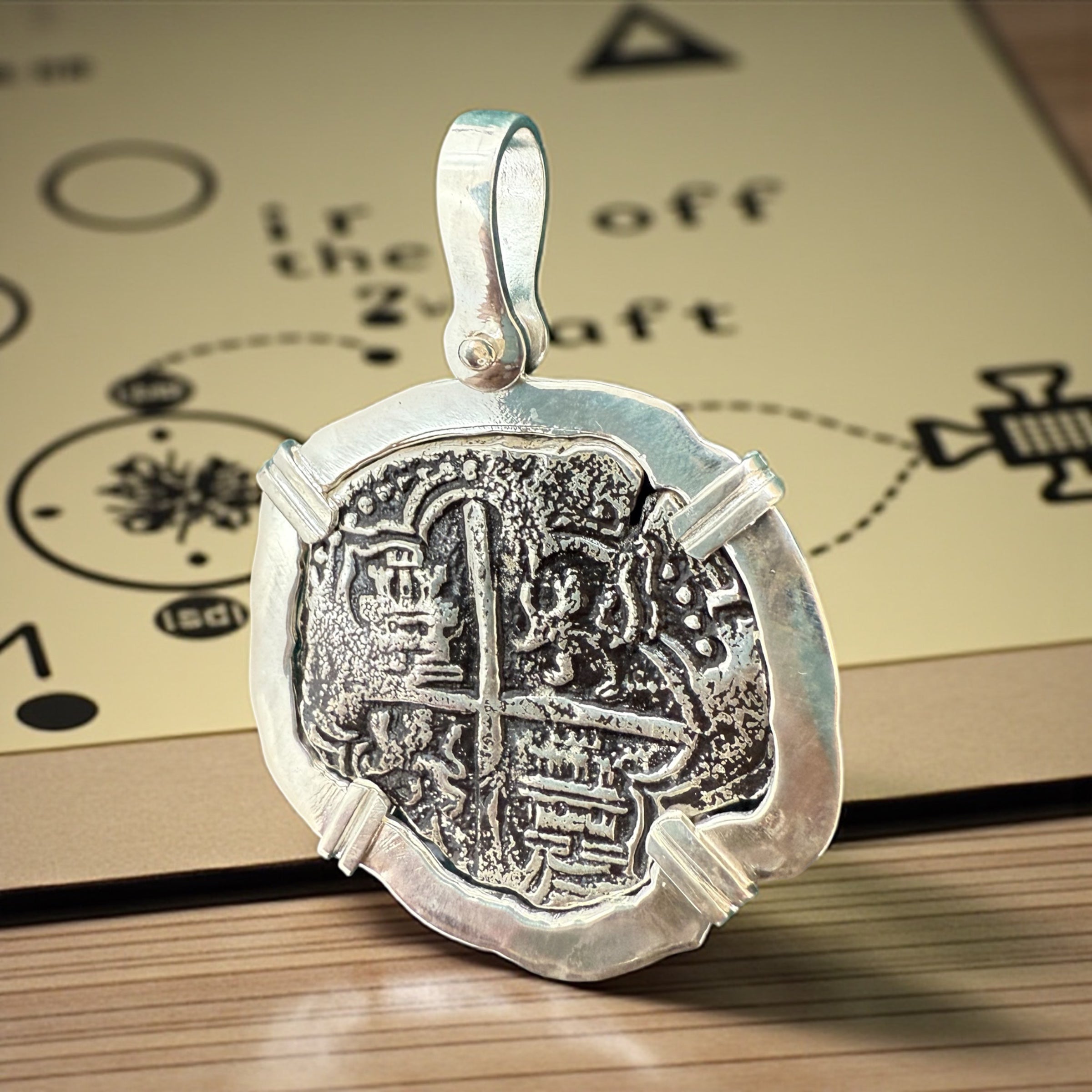 ATOCHA SOLID SILVER COIN PENDANT LARGE SIZE
