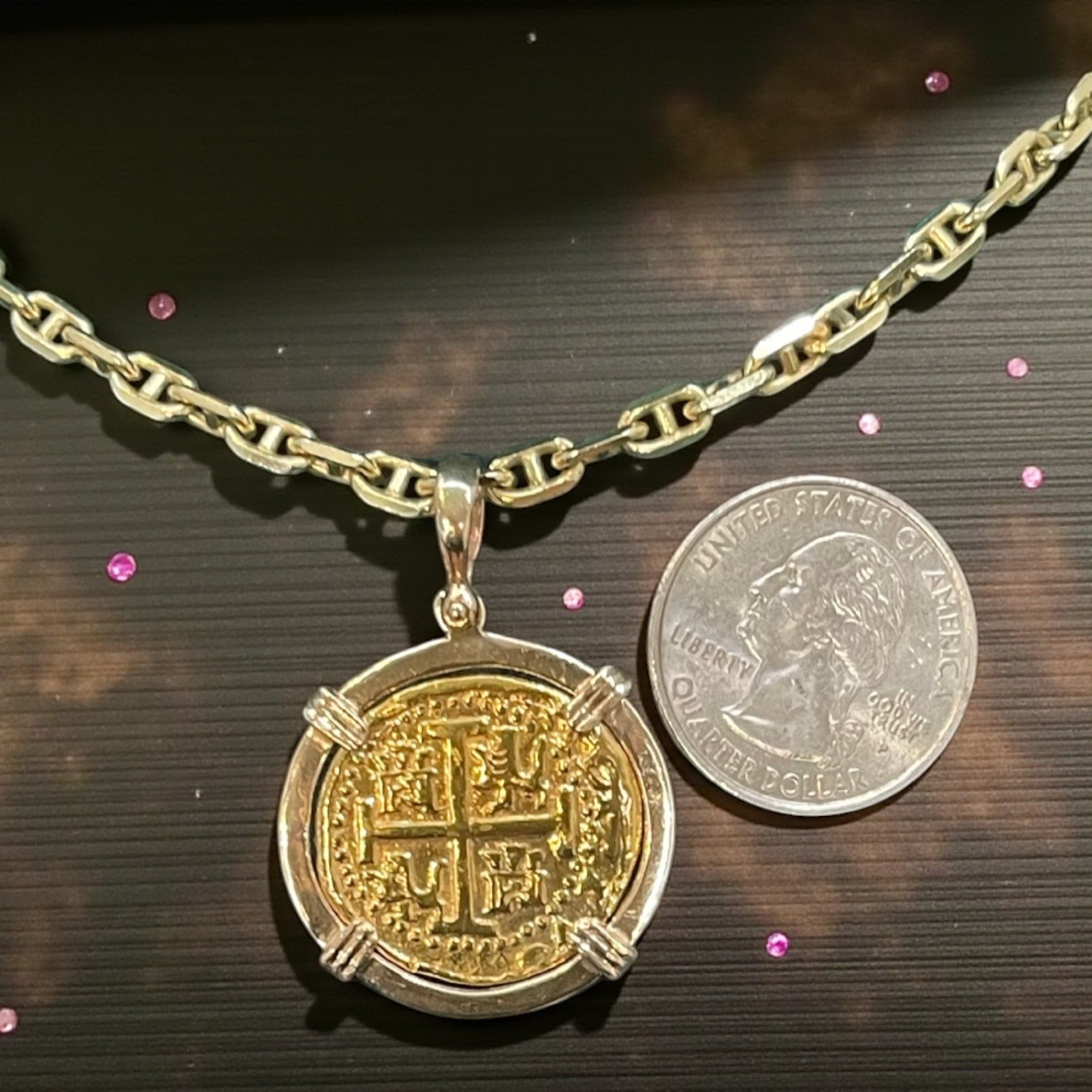 ATOCHA SHIPWRECK GOLD COIN PENDANT HANDMADE WITH 14k SOLID GOLD