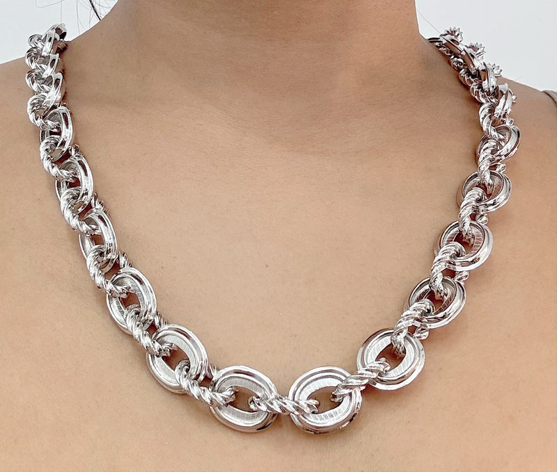 925 ITALIAN SOLID HEAVY STERLING SILVER HANDMADE MONEY CHAIN 15MM