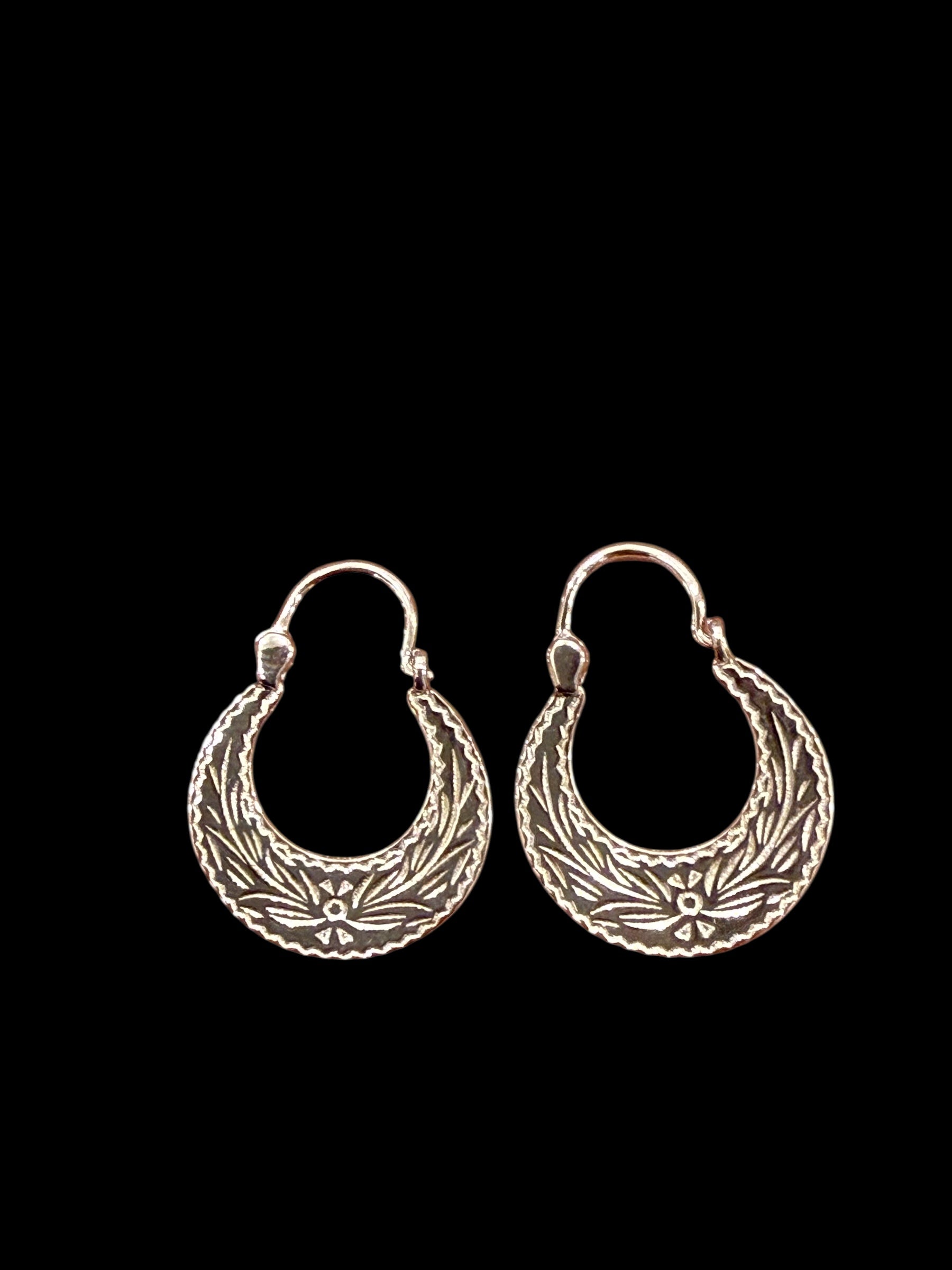 925 STERLING SILVER HANDMADE MINI BABY CUBAN HOOP EARRINGS 15MM