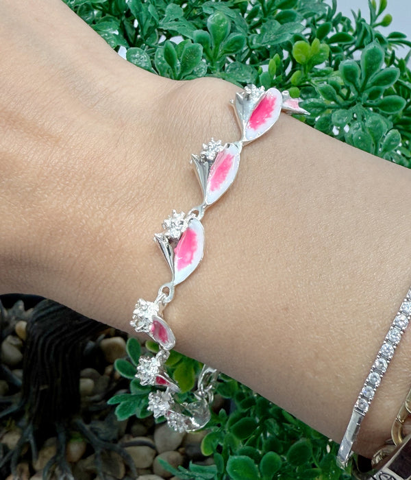 925 solid sterling silver handmade mini conch shell bracelet