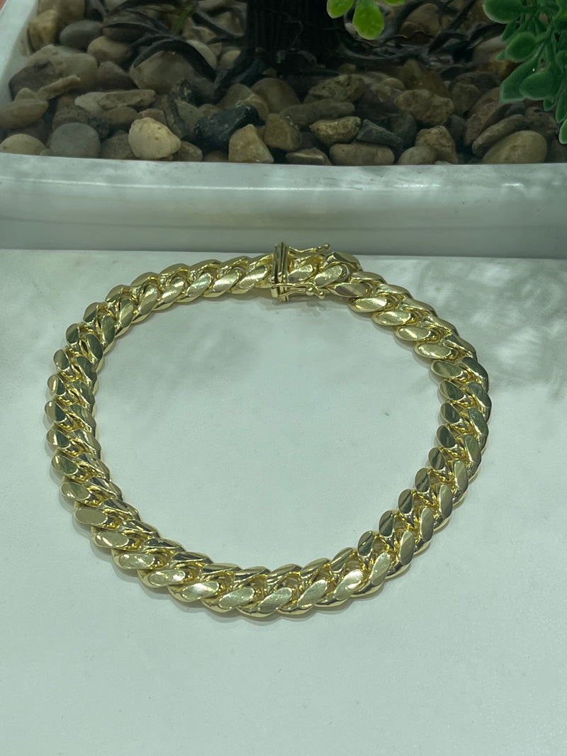 14K SOLID REAL GOLD MIAMI CU-BAN LINK HEAVY WEIGHT BRACELET 9MM