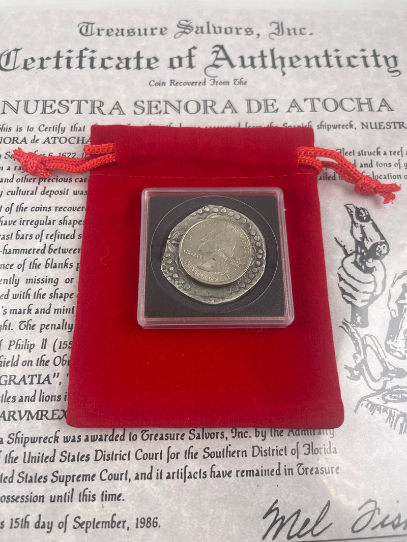 ACTUAL COIN NUESTRA SENORA DE ATOCHA SILVER COIN 8 REALES GRADE 1 MINT POTOSI COIN NUMBER CH4-81-0907