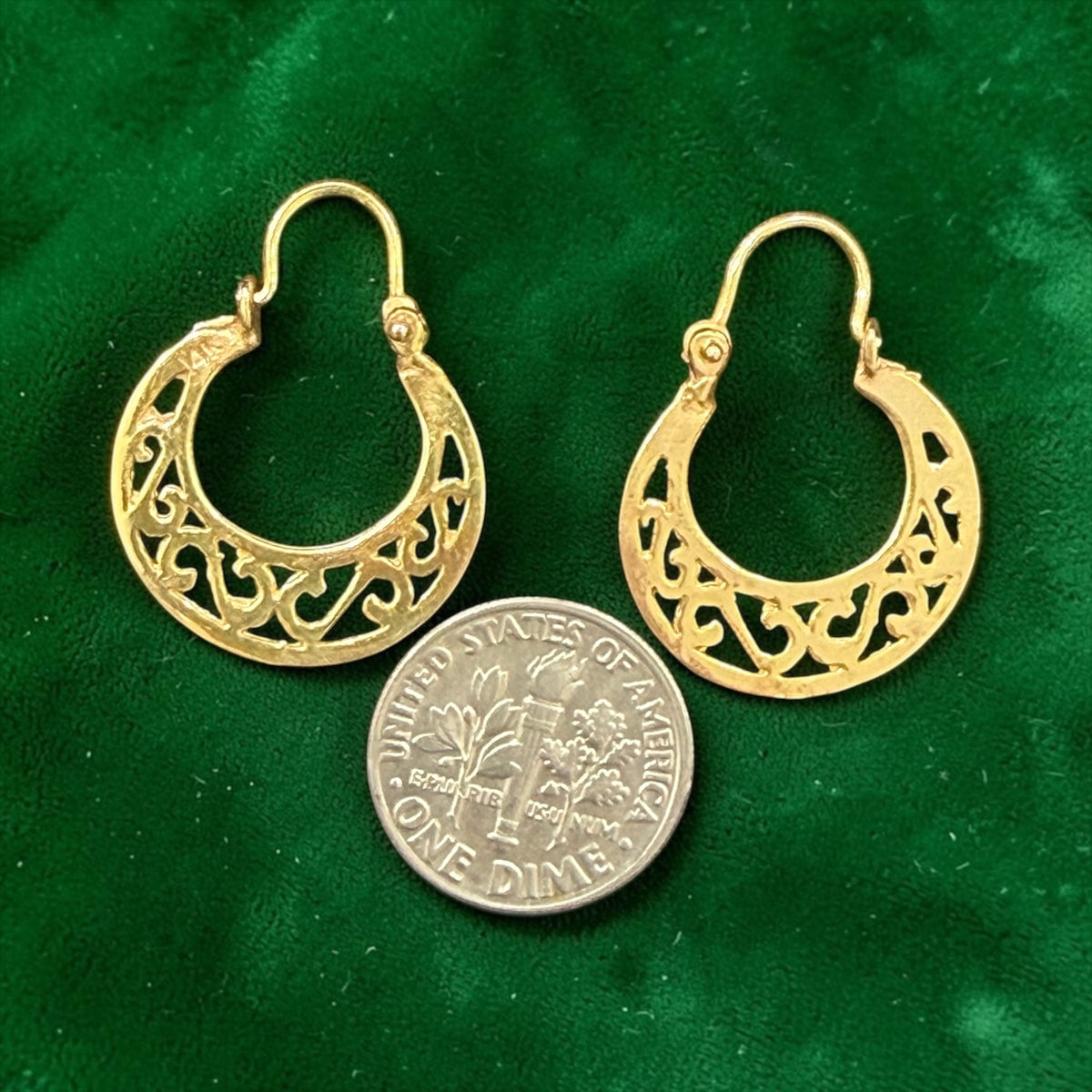 14k real gold handmade small size Cuban hoop earrings