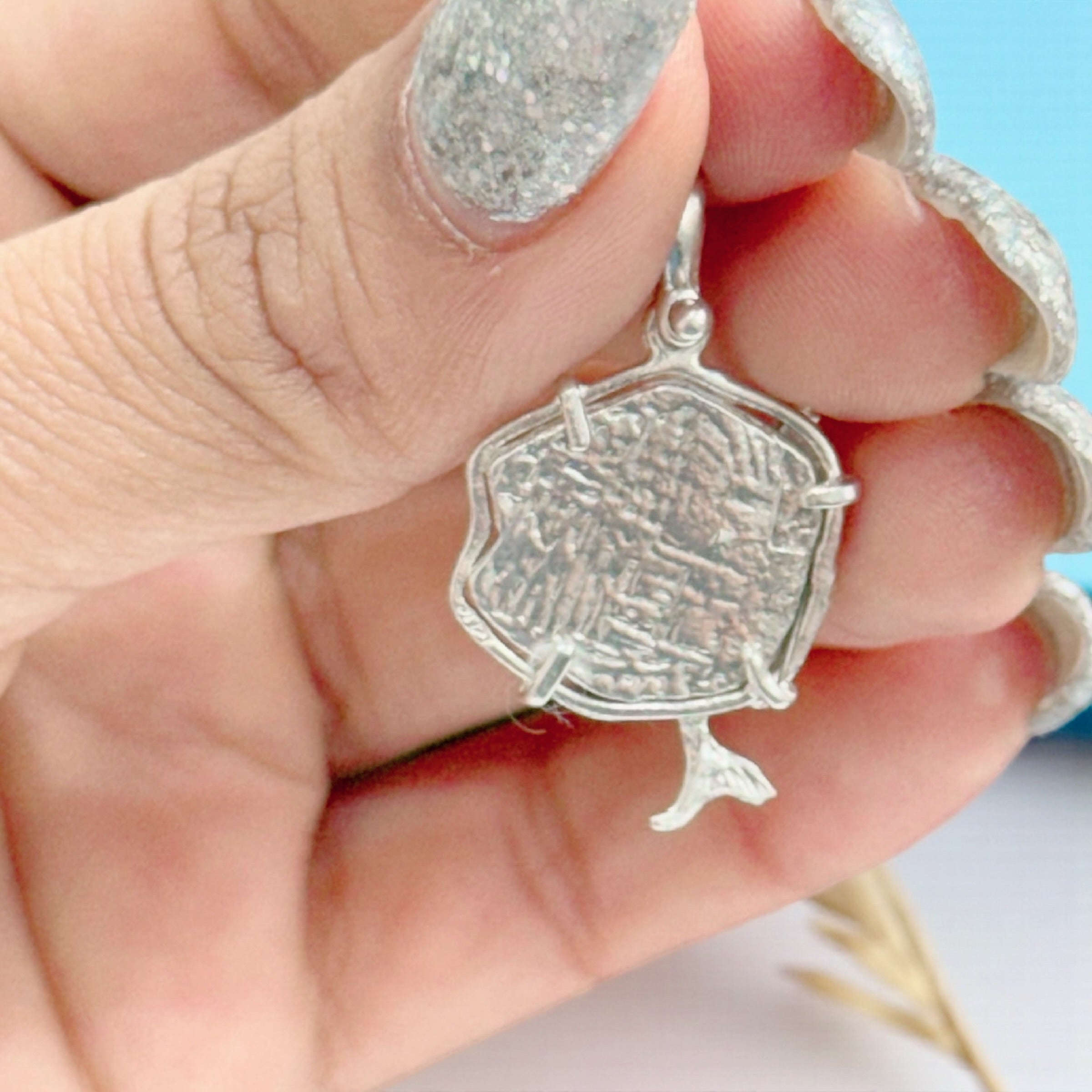 ATOCHA SHIPWRECK SILVER COIN PENDANT IN MERMAID BEZEL