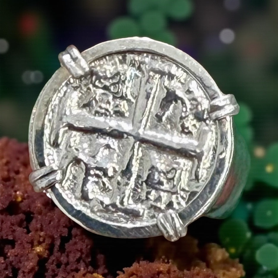 14k solid white gold Atocha coin ring