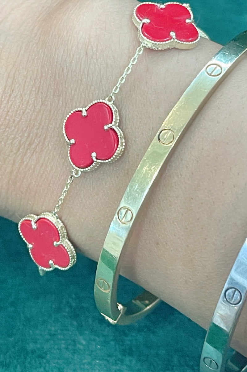 10K REAL GOLD RED FLOWER JEWELRY