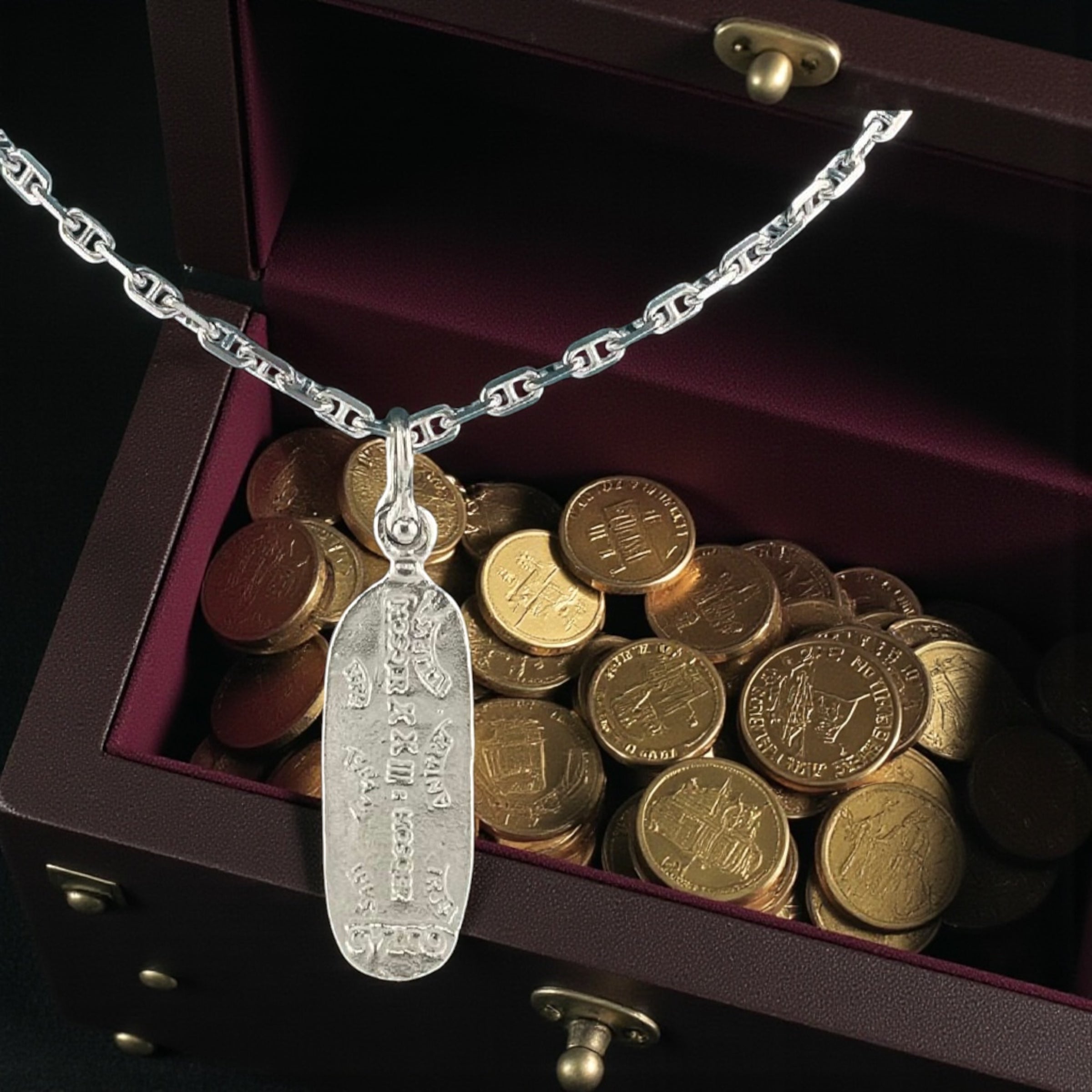 NUESTRA SENORA DE ATOCHA SOLID SILVER BAR PENDANT