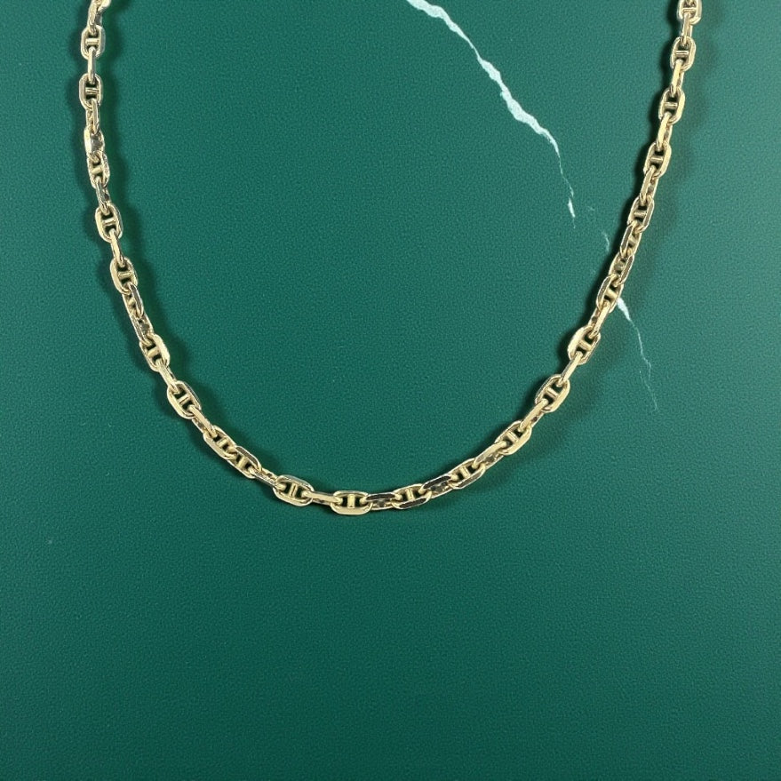 14K SOLID REAL GOLD  BEAUTIFUL  ANCHOR CHAIN 3MM