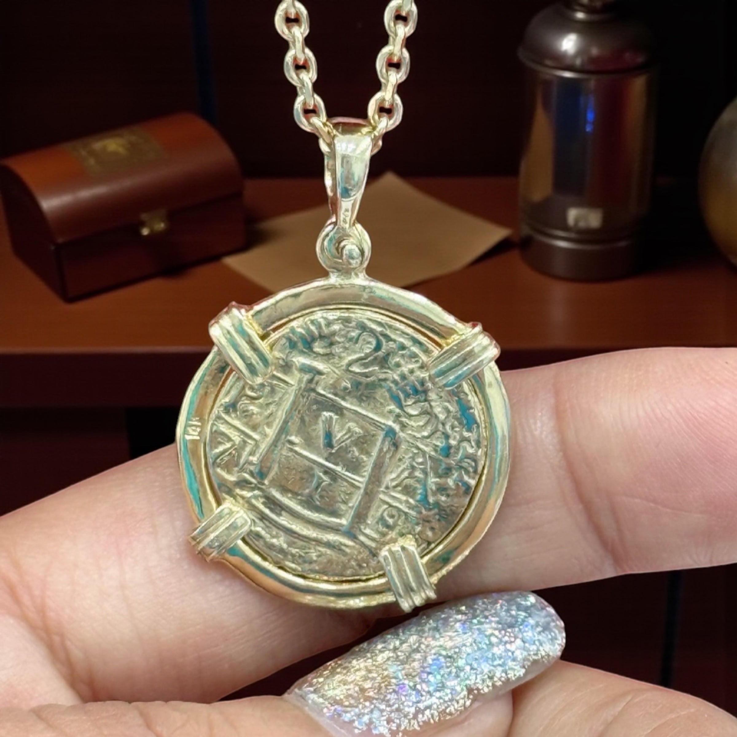 14k solid real gold shipwreck treasure gold coin pendant