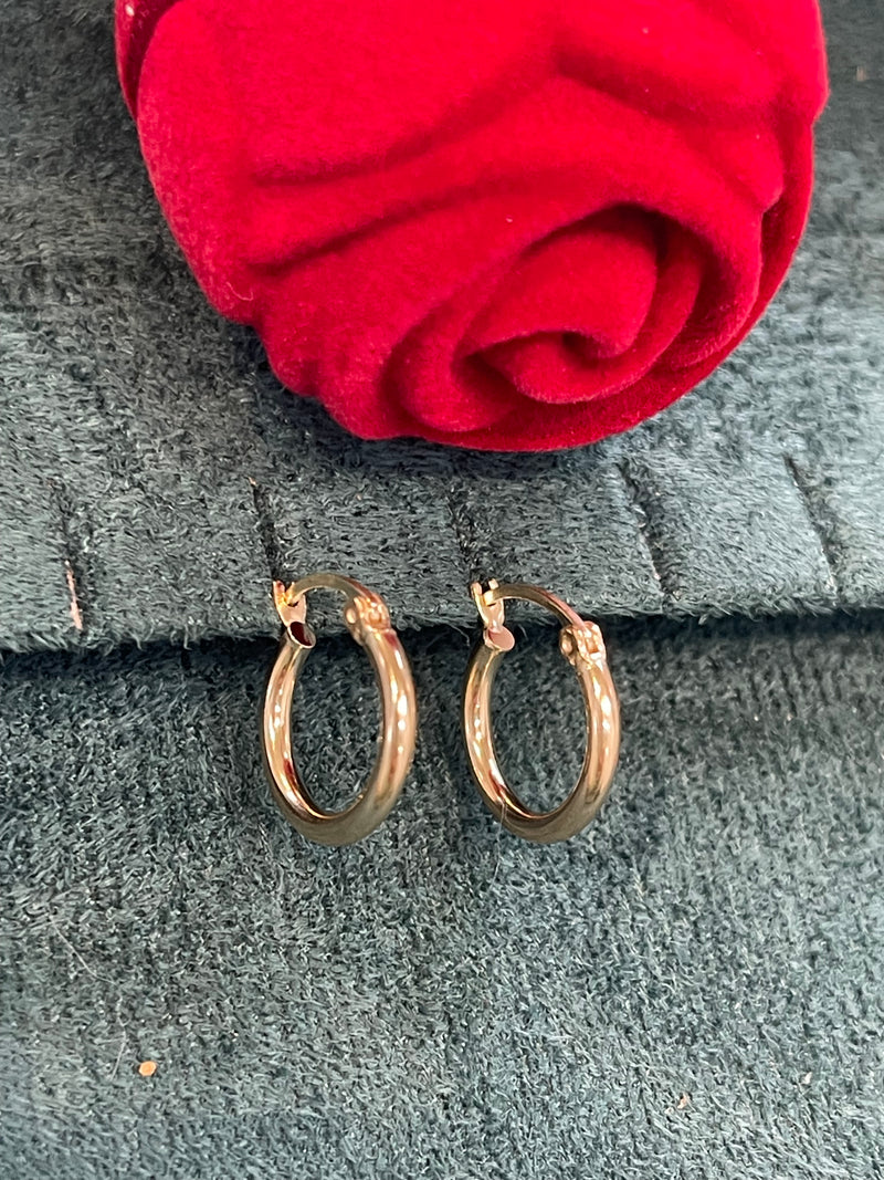 14K REAL GOLD MINI HOOP EARRINGS