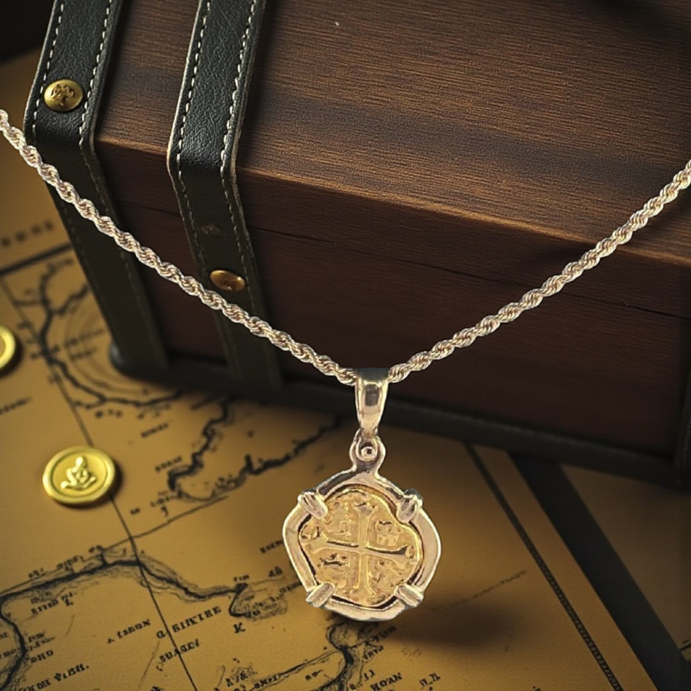 ATOCHA SHIPWRECK GOLD MINI COIN PENDANT HANDMADE WITH 14k SOLID GOLD