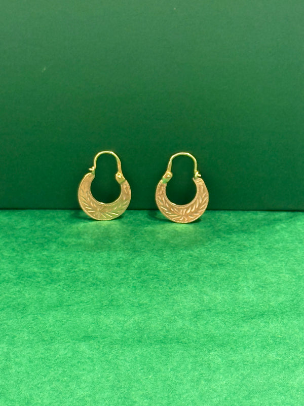 14K REAL  GOLD HANDMADE MINI CUBAN HOOP EARRINGS