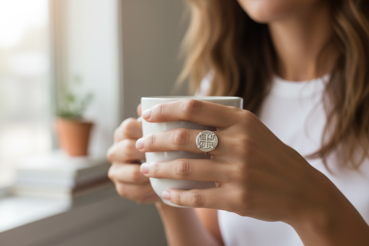ATOCHA SILVER COIN RING