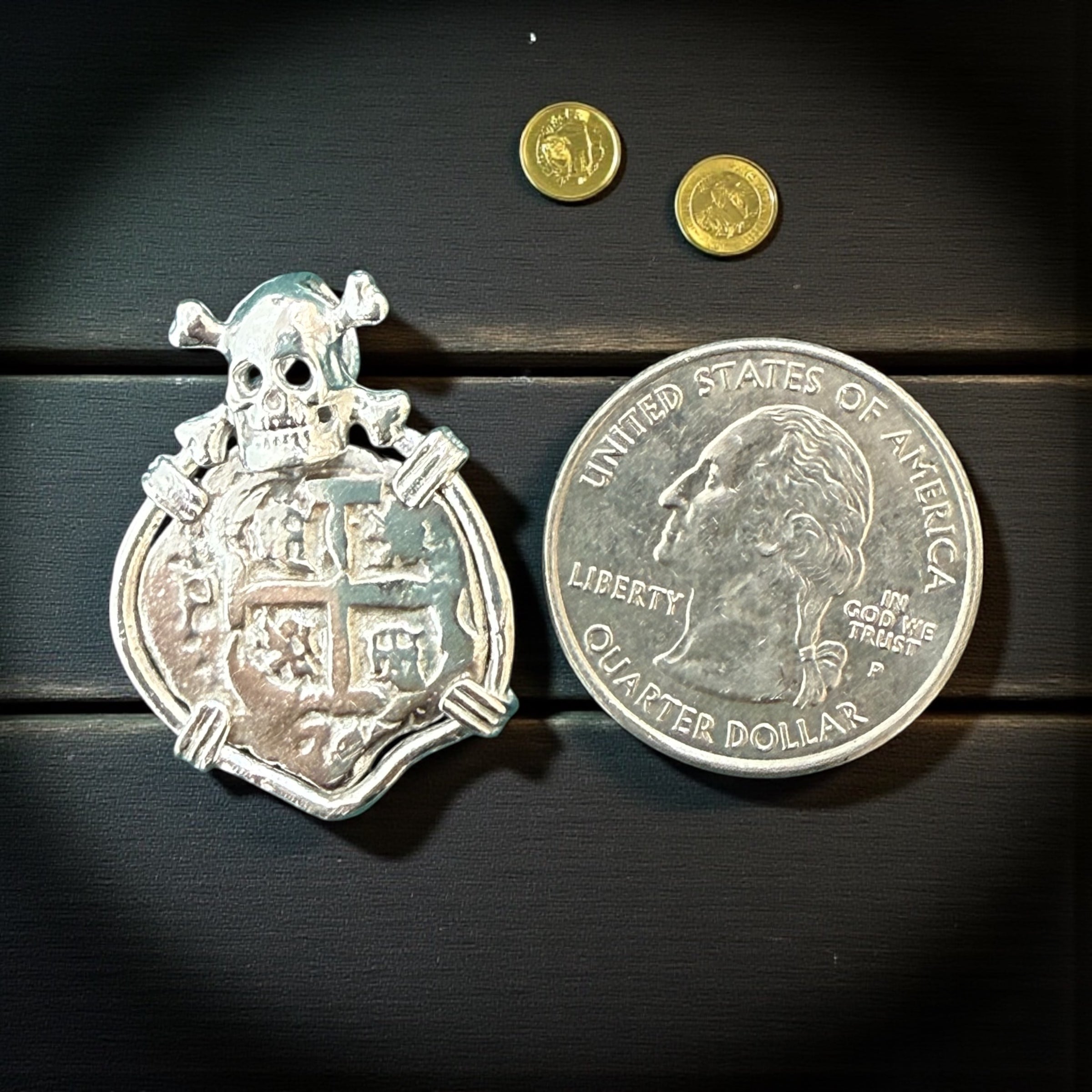ATOCHA sterling silver skull coin pendant