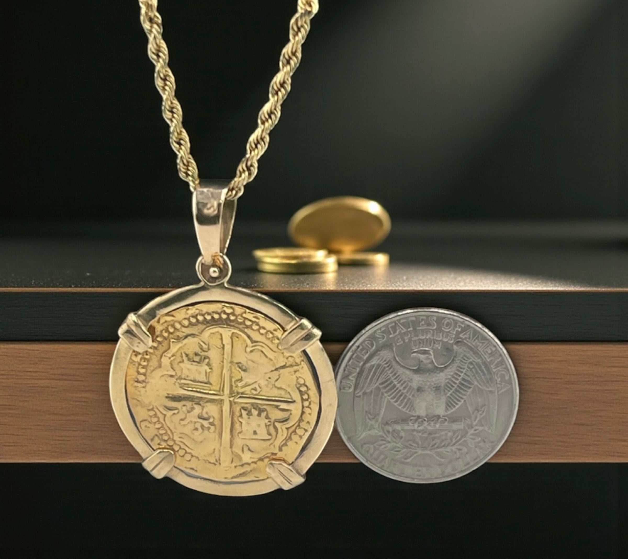 ATOCHA SHIPWRECK GOLD COIN PENDANT HANDMADE WITH 14k SOLID GOLD