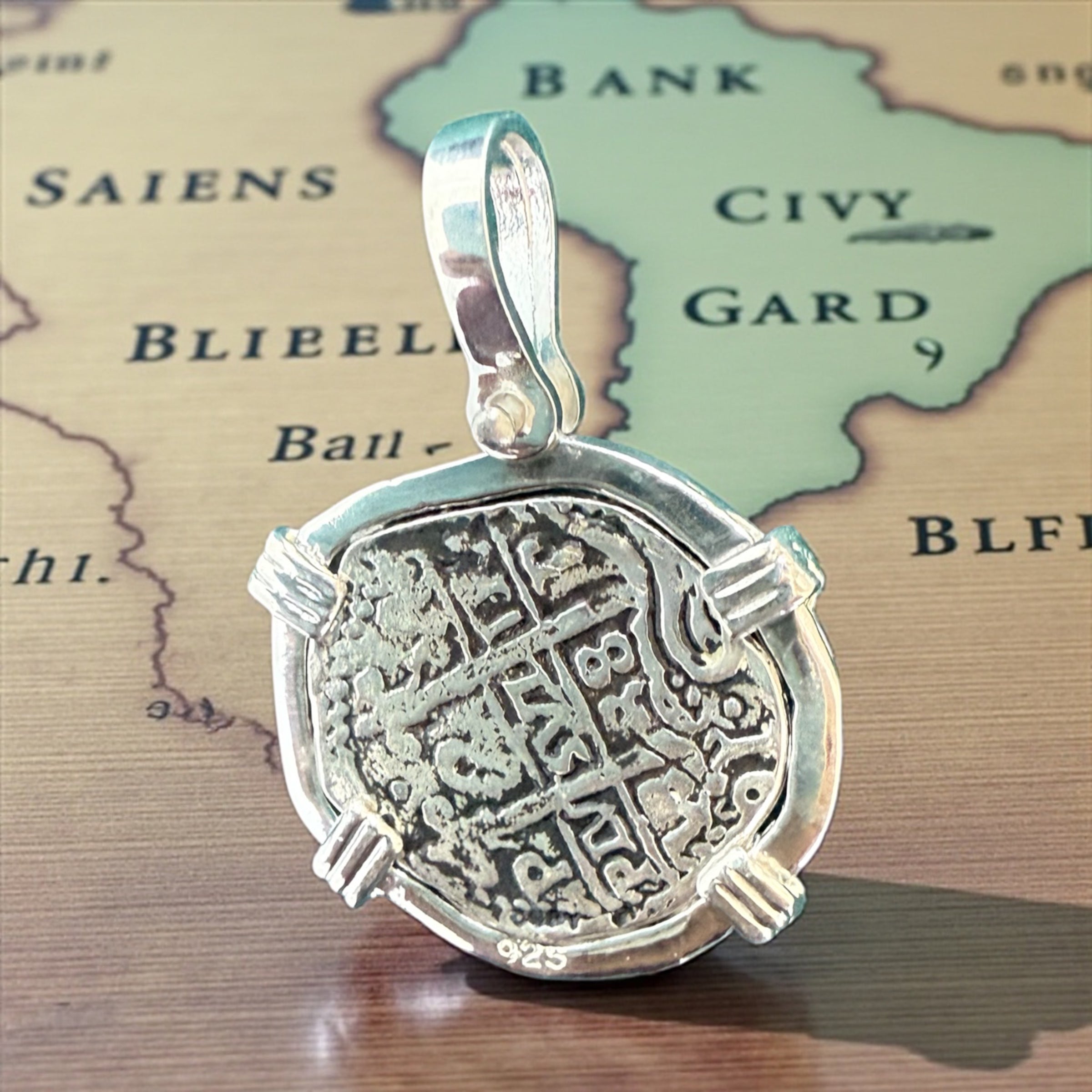 Atocha silver dime size coin pendant dime size