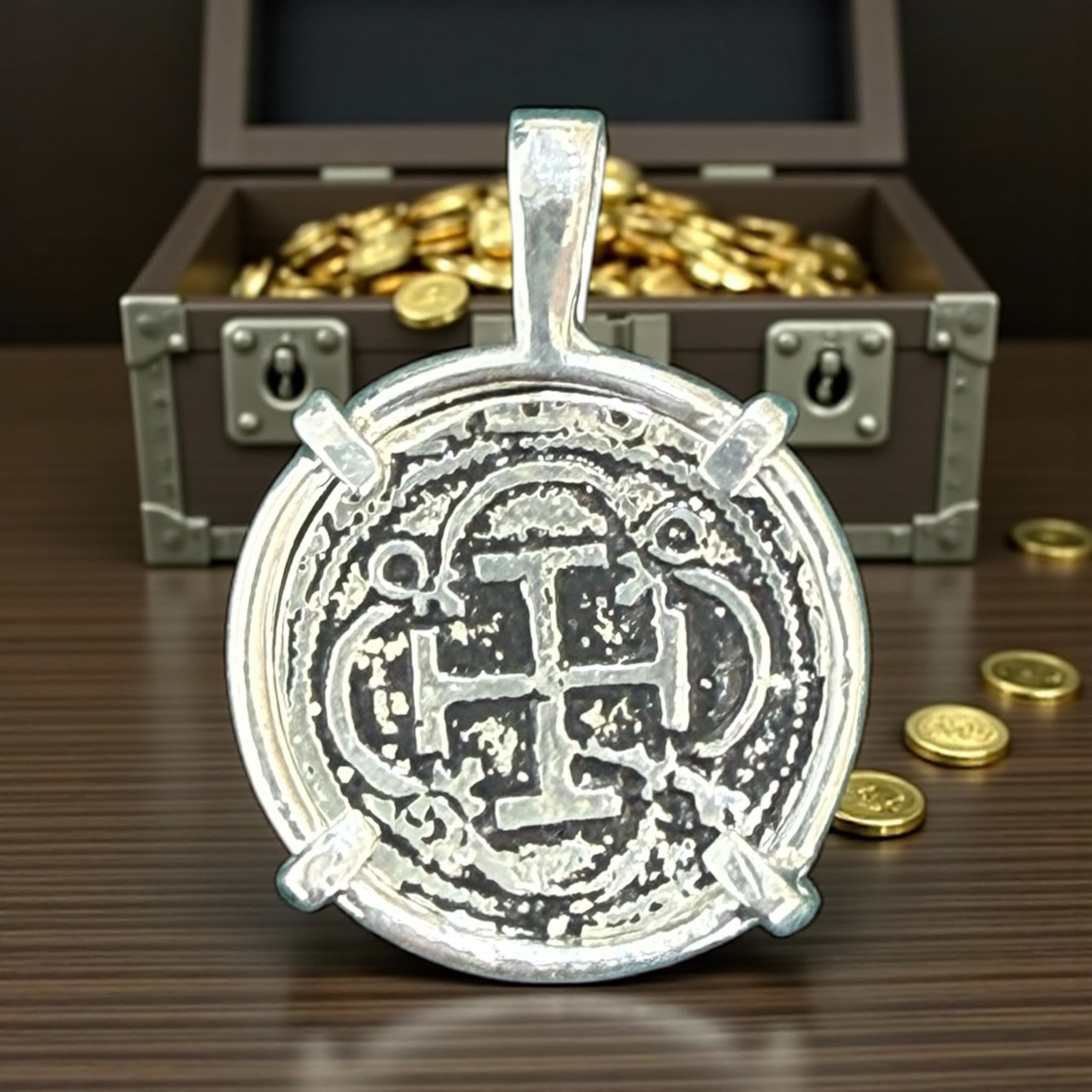 Atocha silver dime size coin pendant dime size