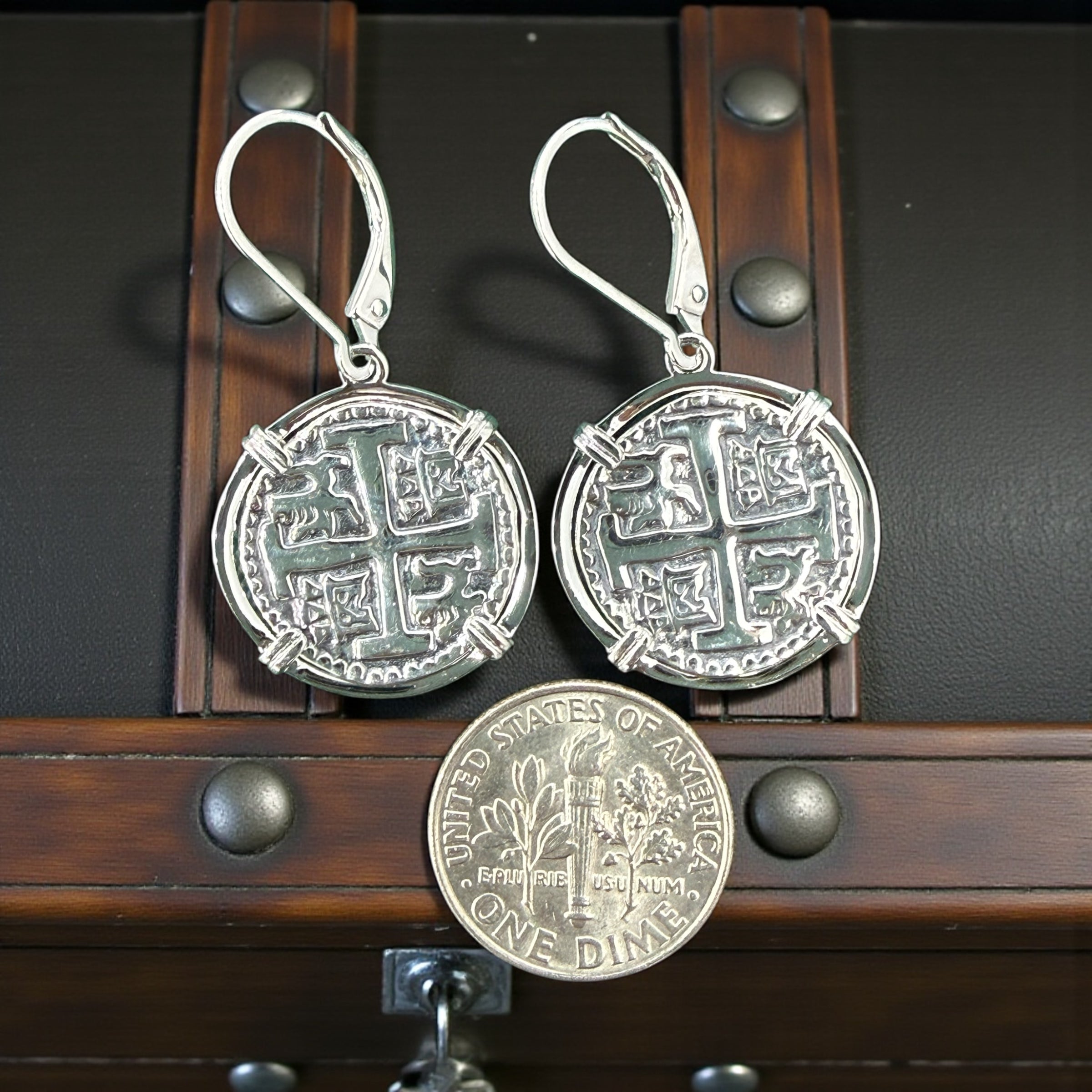 ATOCHA SILVER MINI COIN EARRINGS DIME SIZE