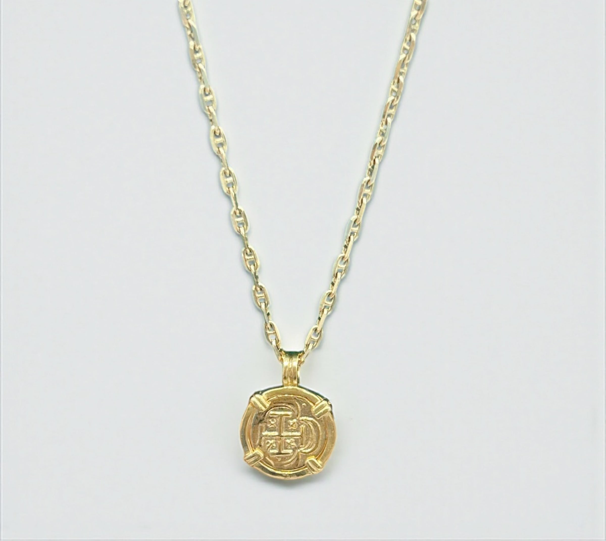14k real gold mini shipwreck treasure gold coin pendant