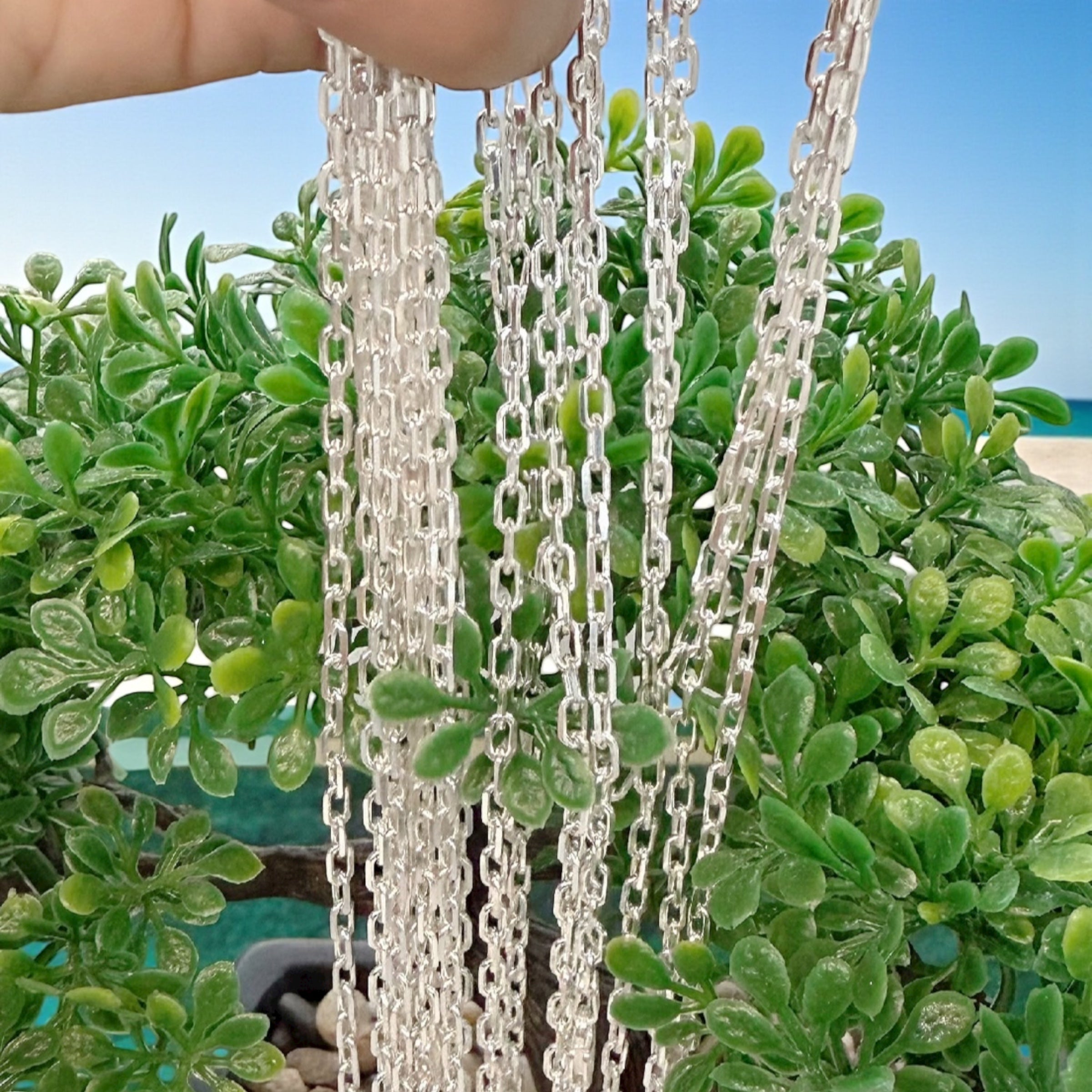 925 ITALIAN SOLID STERLING SILVER PAPER CLIP CHAIN 2.5MM SOLD PER PIECE