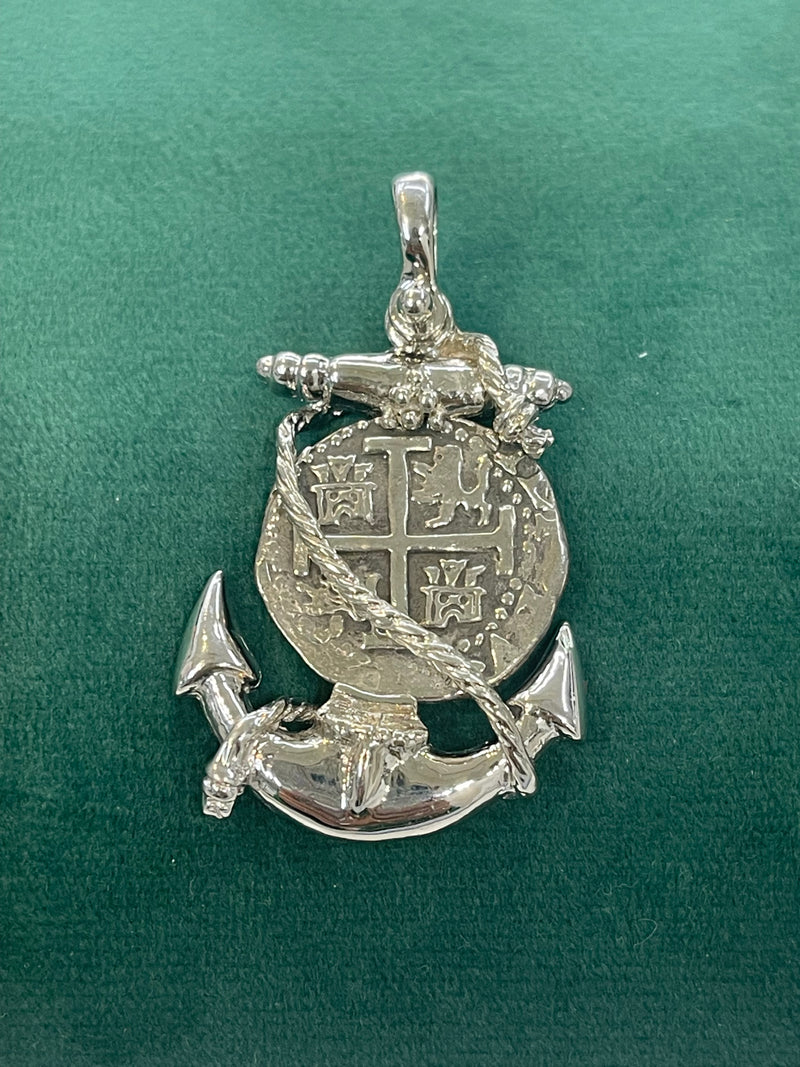 ATOCHA SHIPWRECK COIN PENDANT IN BEAUTIFUL ANCHOR SETTING