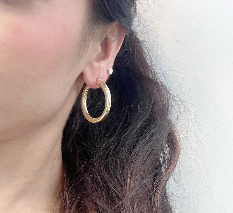 14K REAL GOLD MINI HOOP EARRINGS