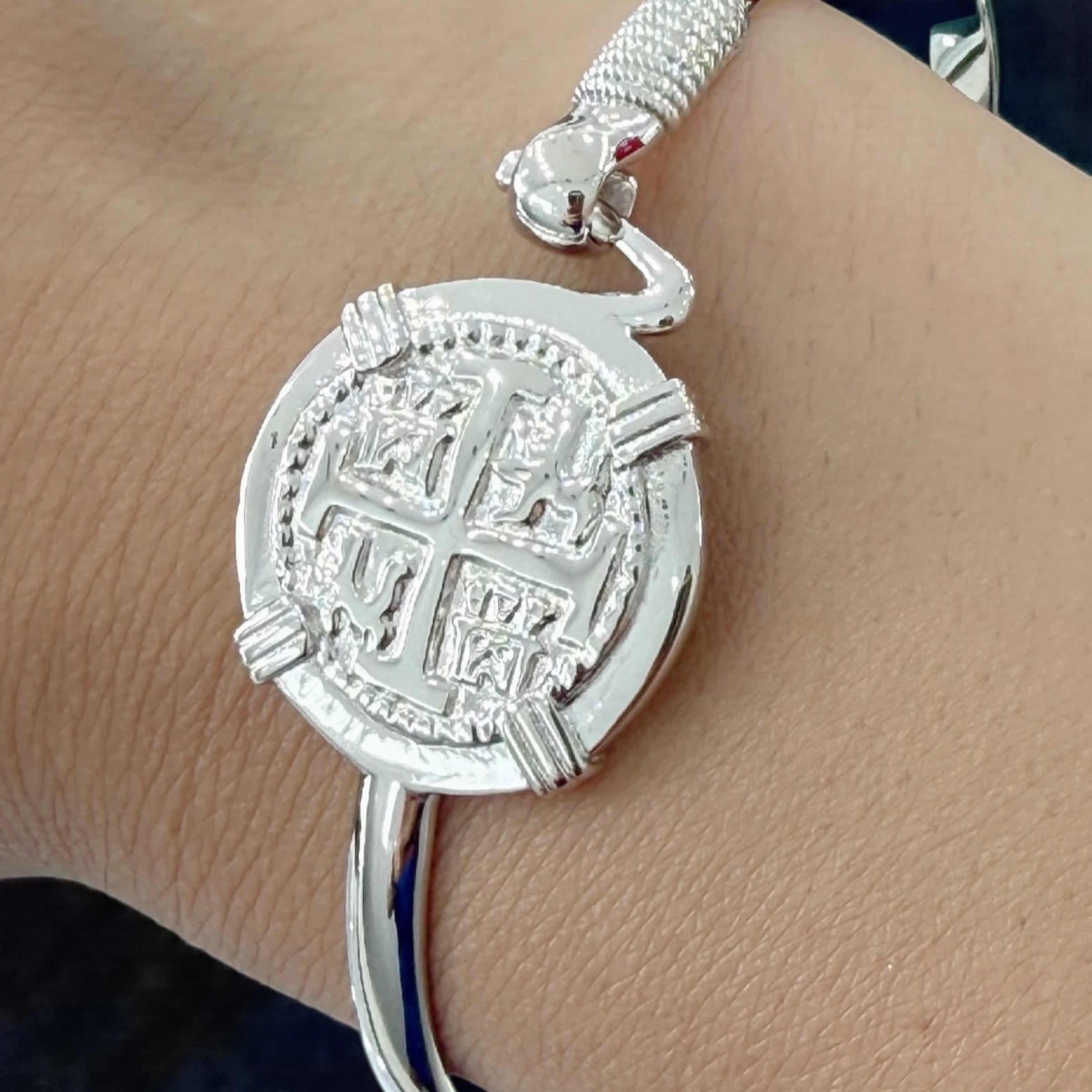 ATOCHA  SOLID SILVER COIN BANGLE