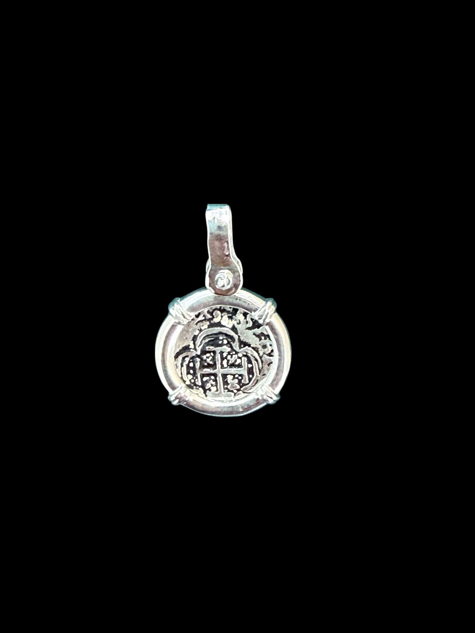 HANDMADE ATOCHA SILVER MINI ROUND SHAPE COIN PENDANT 16MM