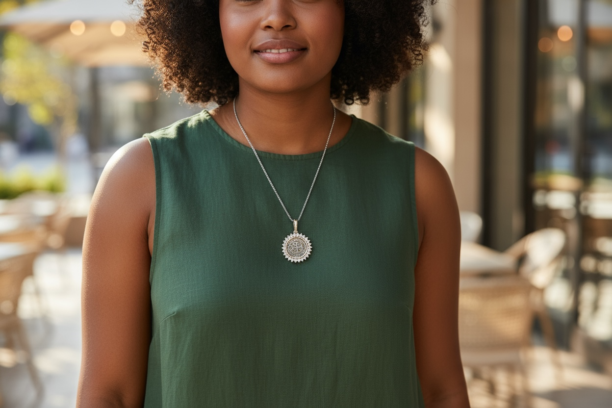Gorgeous Atocha Shipwreck coin pendant in sparkling crystals 22mm