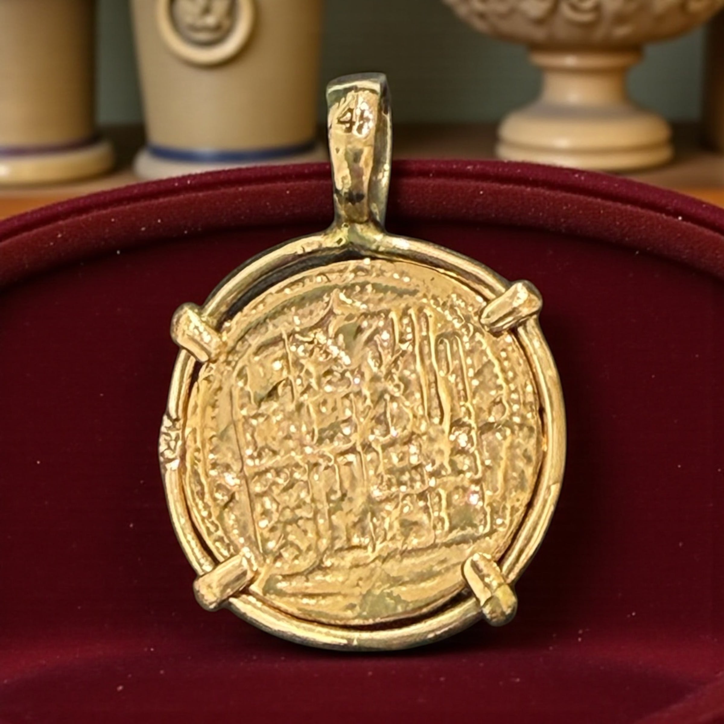 14k solid gold shipwreck coin pendant dime size