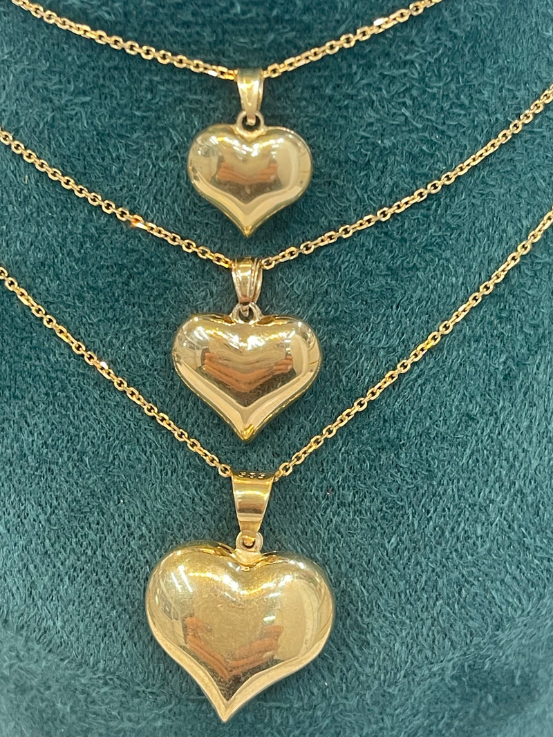 BEAUTIFUL HEART PENDANT IN 14k GOLD WITH 14K GOLD CHAIN