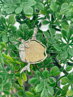 NUESTRA SENORA DE ATOCHA 14K REAL GOLD COIN PENDANT IN ATOCHA SILVER MERMAID 🧜‍♀️ BEZEL