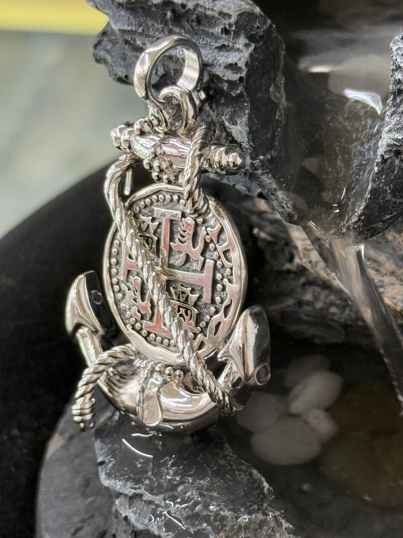 ATOCHA SHIPWRECK COIN PENDANT IN BEAUTIFUL ANCHOR SETTING