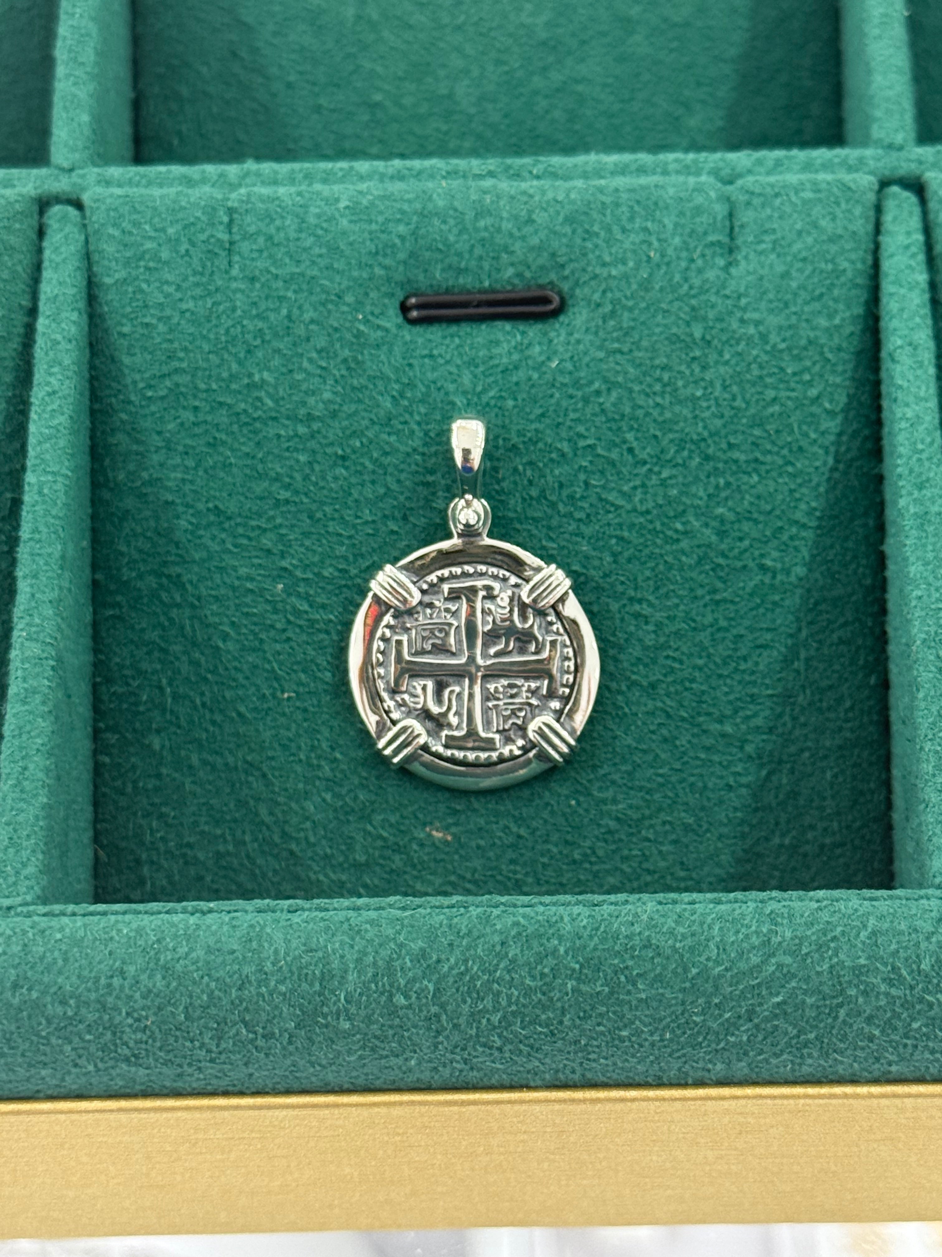 ATOCHA SOLID SILVER COIN PENDANT DIME SIZE