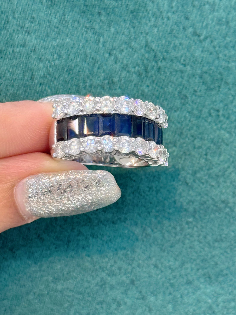 14 white gold stunning natural sapphire ring in natural diamonds