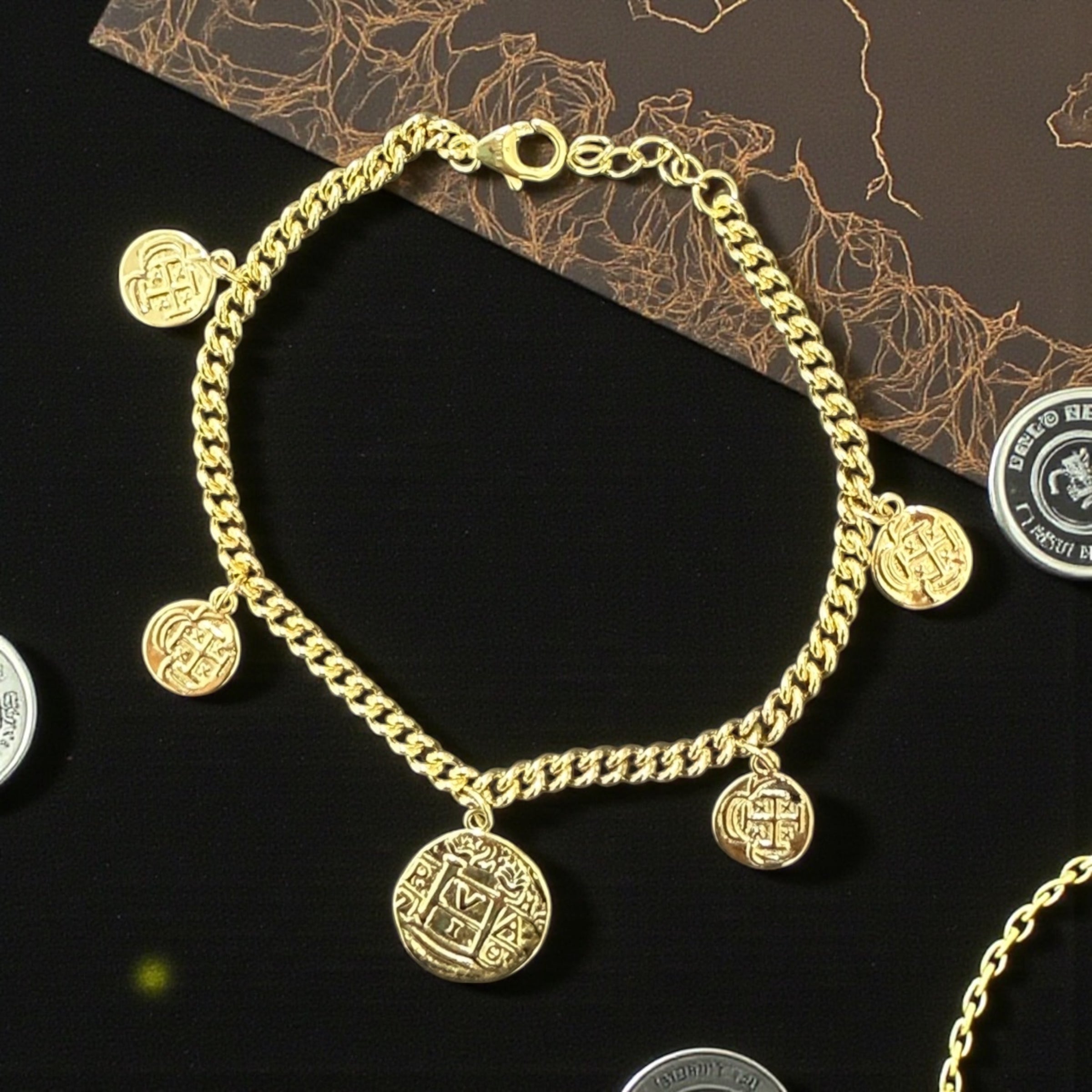 BEAUTIFUL ATOCHA 925 STERLING SILVER COIN BRACELET