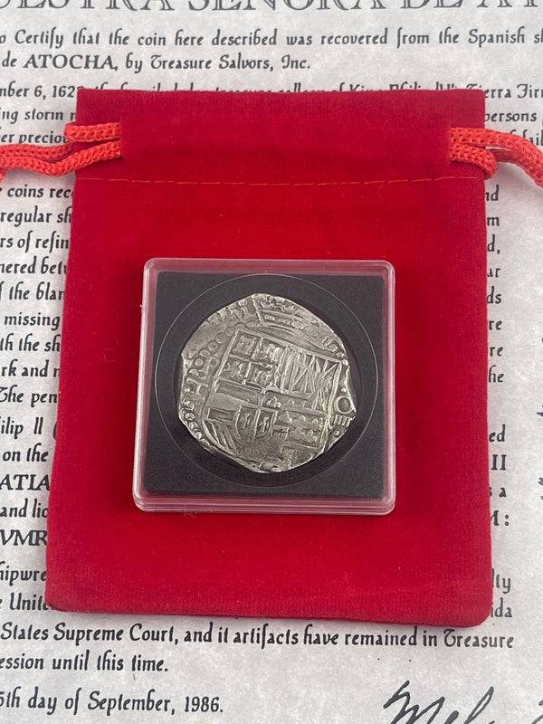 ACTUAL COIN NUESTRA SENORA DE ATOCHA SILVER COIN 8 REALES GRADE 1 MINT POTOSI COIN NUMBER CH4-81-0907