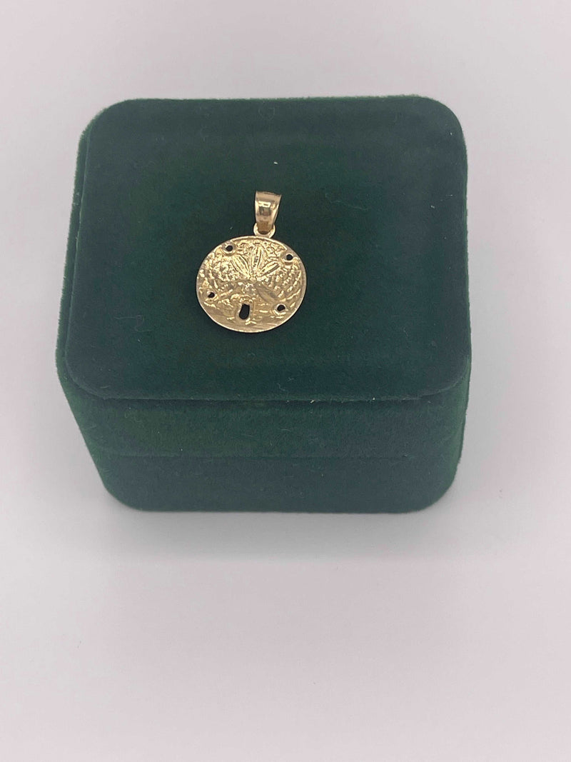 14K REAL GOLD SAND-DOLLAR PENDANT DIME SIZE