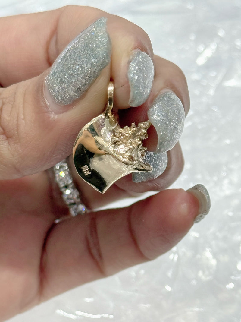14K REAL SOLID GOLD HANDMADE CONCH SHELL PENDANT