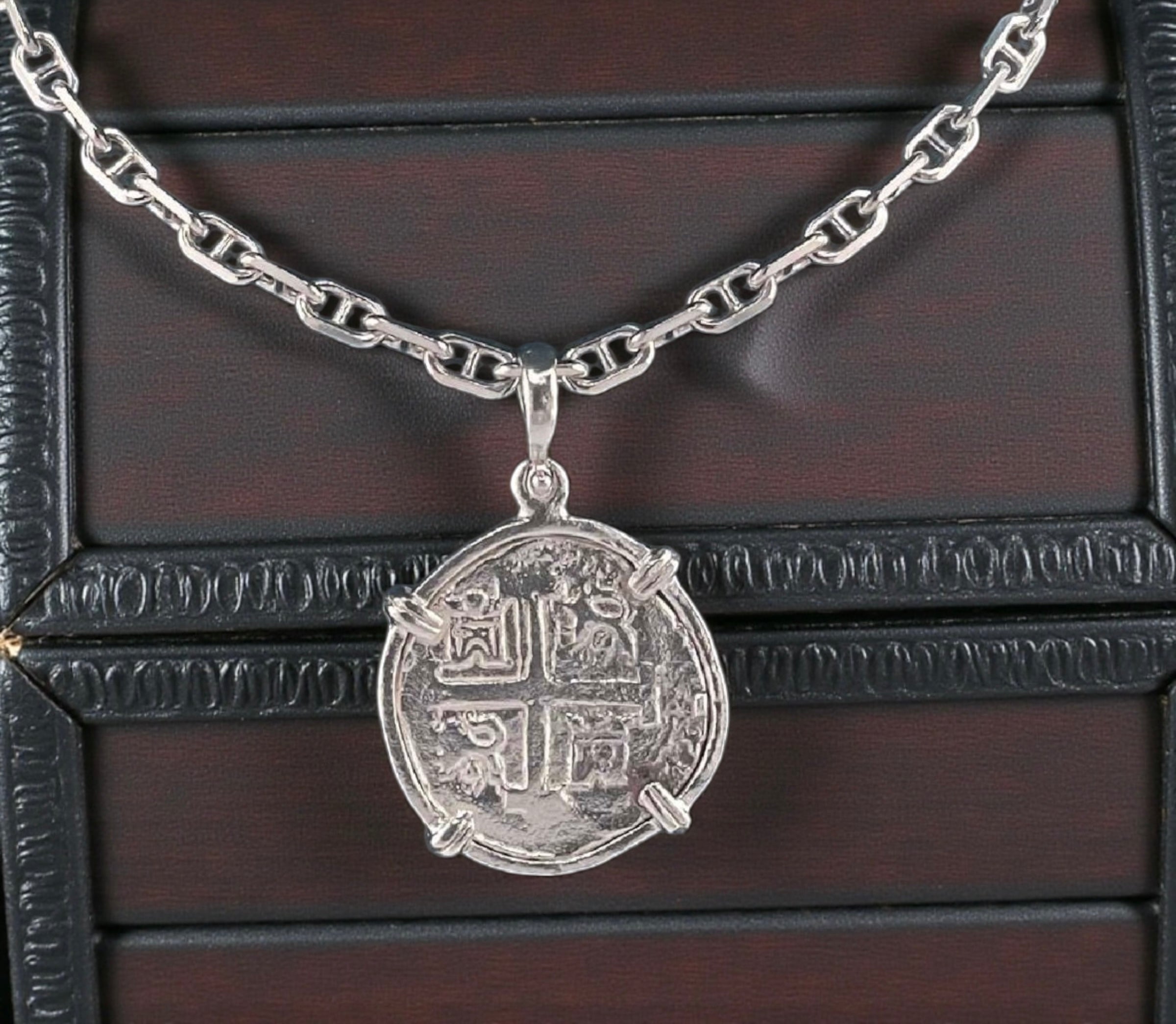NUESTRA SENORA DE ATOCHA SOLID SILVER COIN PENDANT