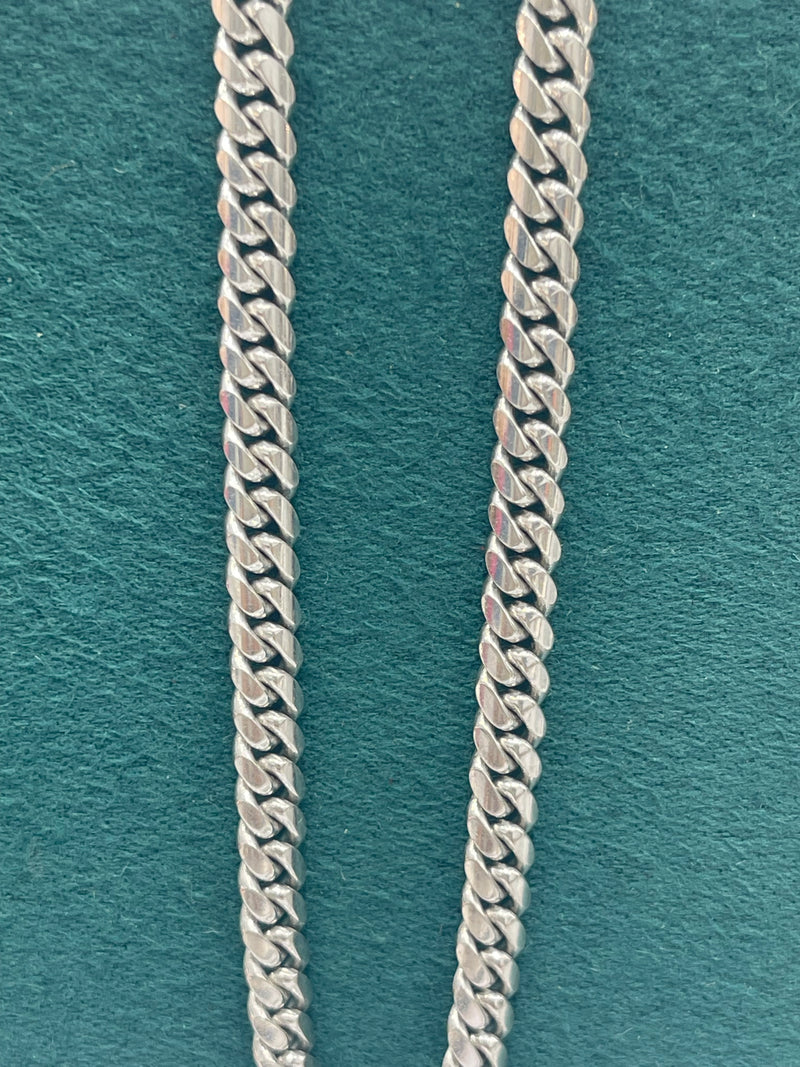 14K REAL SOLID WHITE GOLD HEAVY CUBAN LINK CHAIN 5.5MM