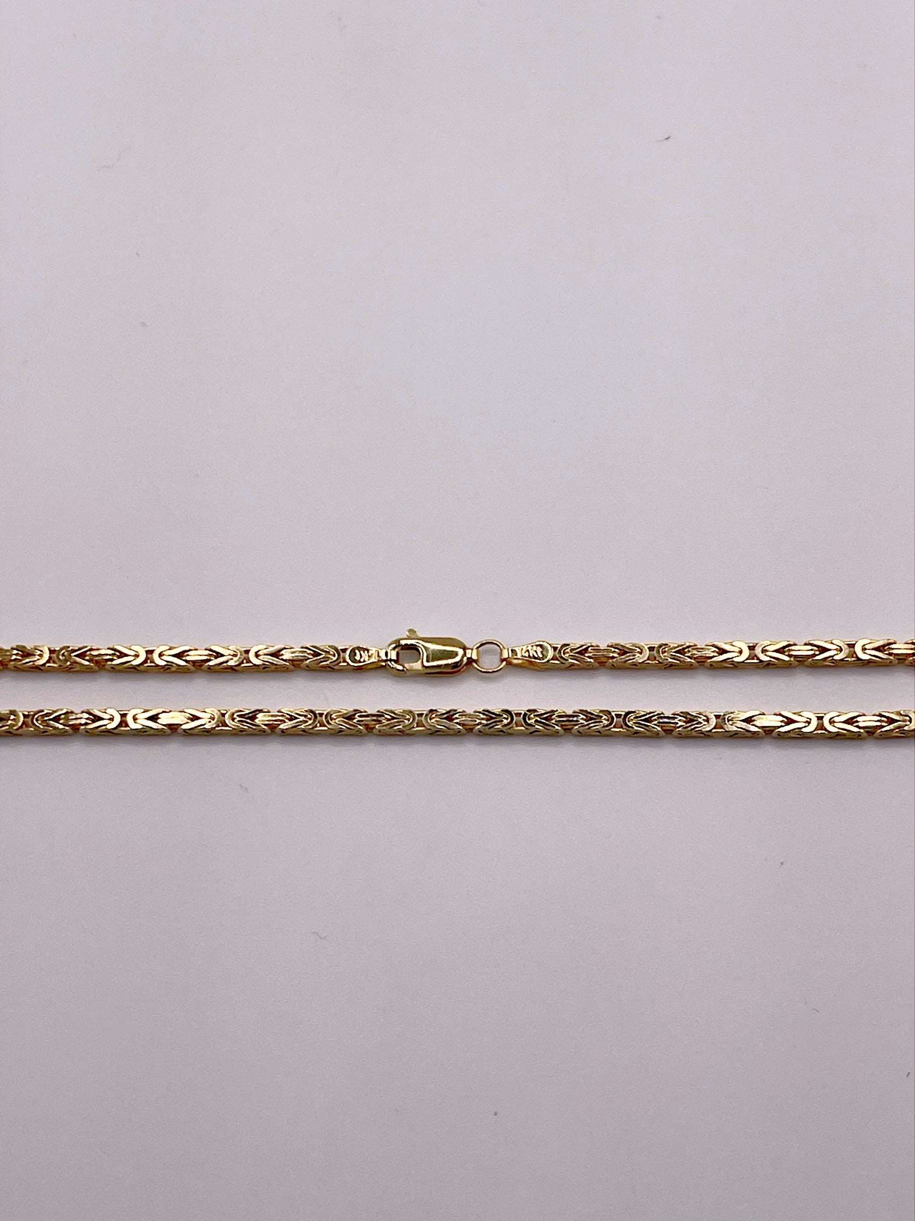 14K SOLID REAL GOLD  BEAUTIFUL  BYZANTINE CHAIN 2MM