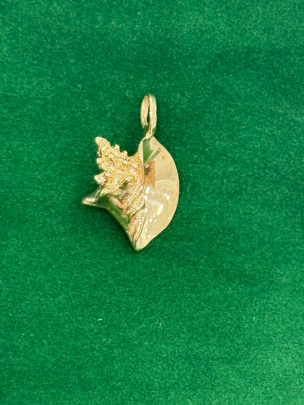 14K REAL SOLID GOLD HANDMADE CONCH SHELL PENDANT