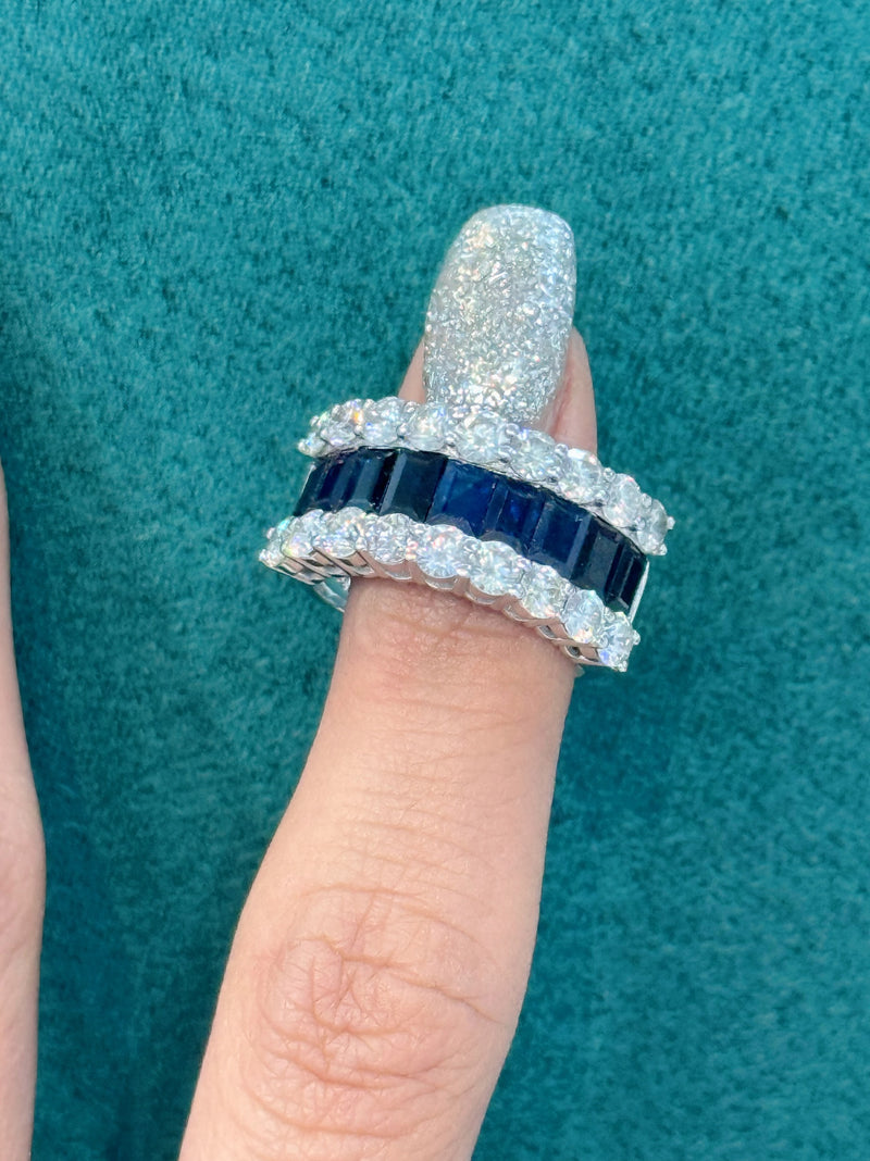 14 white gold stunning natural sapphire ring in natural diamonds