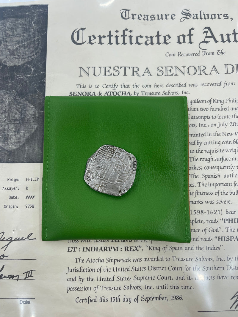 ACTUAL COIN NUESTRA SENORA DE ATOCHA SILVER COIN 8 REALE GRADE 2 COIN R ASSAYER COIN NO : 85A-215760