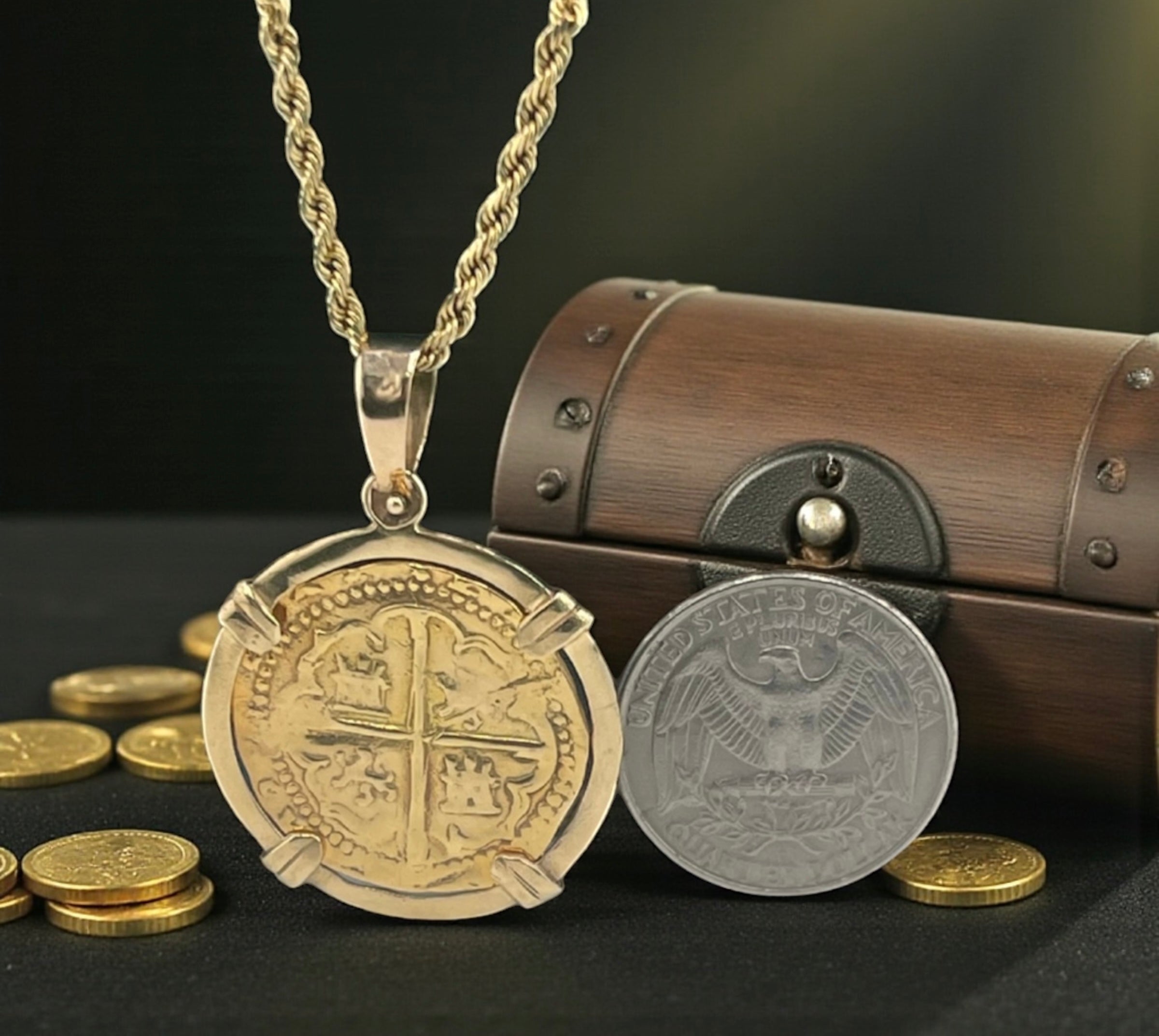 ATOCHA SHIPWRECK GOLD COIN PENDANT HANDMADE WITH 14k SOLID GOLD
